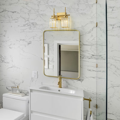 Applique murale moderne dorée à intensité variable, style cylindre glamour pour salle de bain, en cristal, pour meuble-lavabo