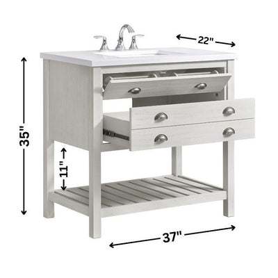 Meuble-lavabo simple de style ferme Monterey 37 avec dessus
