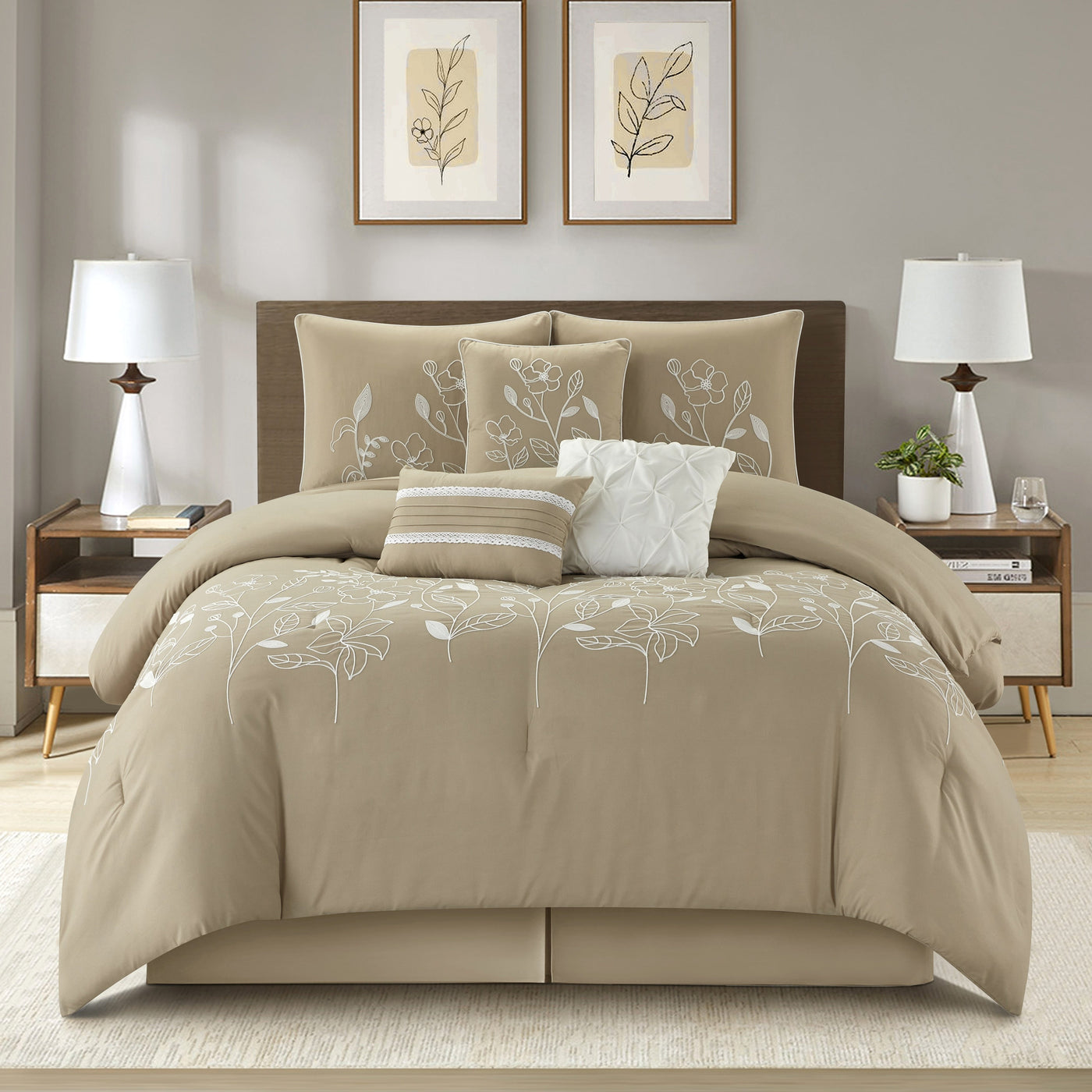 Ensemble de couette florale botanique Nanshing Taylor 7 pièces