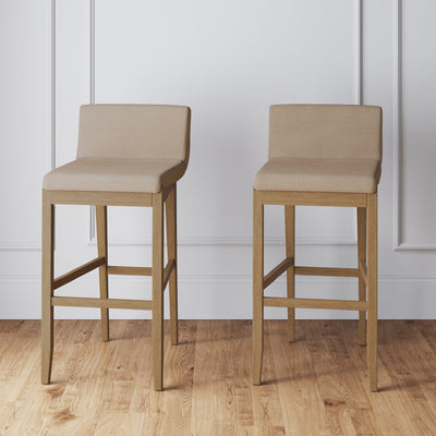 Tabouret de bar moderne Gracie, chaise rembourrée en boucle et pieds en bois brossé