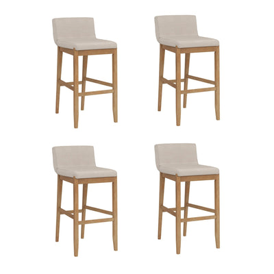Tabouret de bar moderne Gracie, chaise rembourrée en boucle et pieds en bois brossé