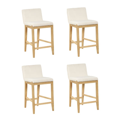 Tabouret de bar moderne Gracie, chaise rembourrée en boucle et pieds en bois brossé
