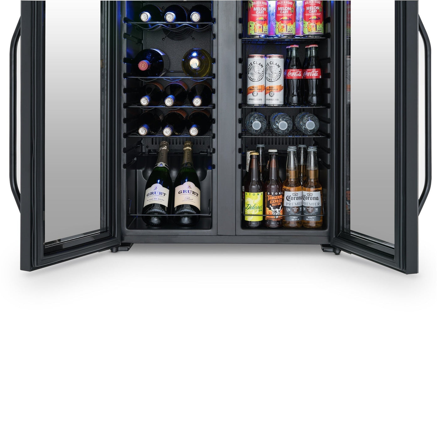 Réfrigérateur à vin et boissons Newair, 18 bouteilles et 59 canettes, deux zones de température, autonome, contrôle numérique de la température