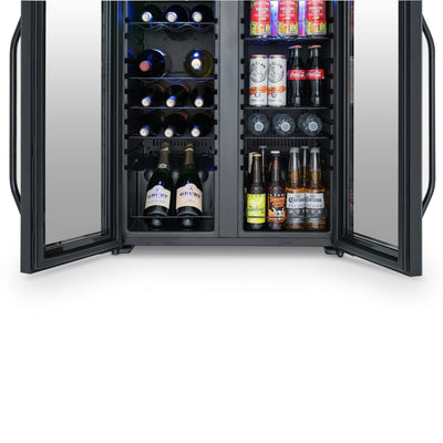 Réfrigérateur à vin et boissons Newair, 18 bouteilles et 59 canettes, deux zones de température, autonome, contrôle numérique de la température