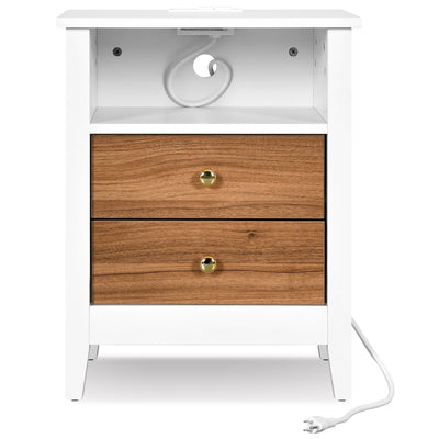 Ensemble de 2 tables de chevet avec station de charge Table d'appoint avec 2 tiroirs avec ports et prises USB Table de chevet