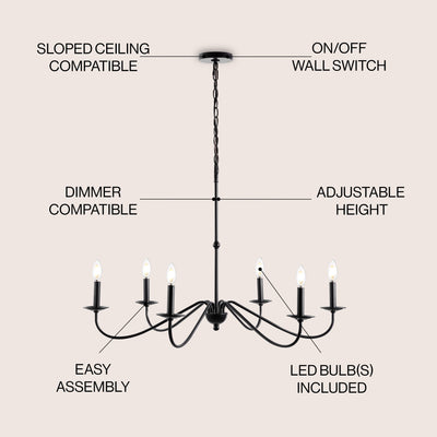 Lustre LED en fer à 6 lumières, 34,75 $, par JONATHAN Y