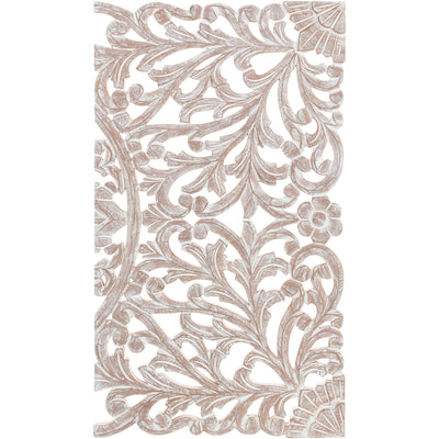 Décoration murale à 3 panneaux en bois naturel sculpté à la main Norma Floral 48 x 28 pouces