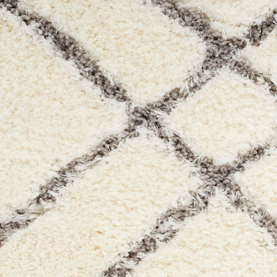 Tapis Nourison luxueux à poils longs et ultra moelleux, motif géométrique abstrait