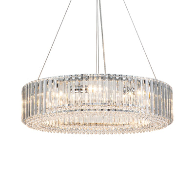 Lustre rond moderne en cristal OYIPRO 6/8/12 lumières en forme de tambour pour îlot de cuisine