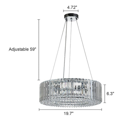 Lustre rond moderne en cristal OYIPRO 6/8/12 lumières en forme de tambour pour îlot de cuisine