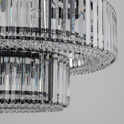 Lustre rond moderne en cristal OYIPRO 6/8/12 lumières en forme de tambour pour îlot de cuisine