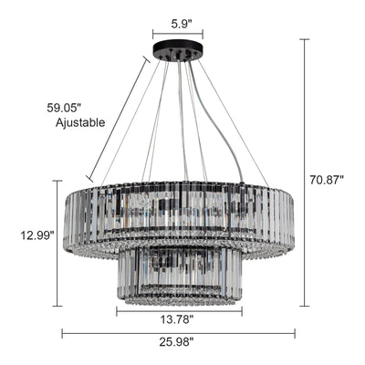 Lustre rond moderne en cristal OYIPRO 6/8/12 lumières en forme de tambour pour îlot de cuisine