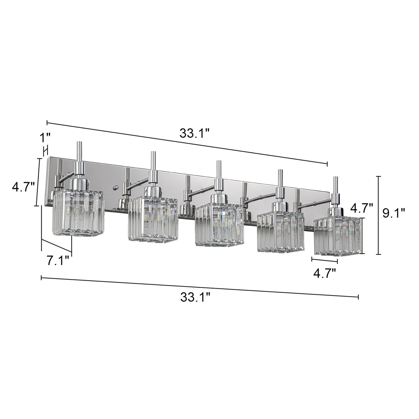 Luminaires de salle de bain en cristal à intensité variable Ora Modern sur miroir Glam Vanity Lights