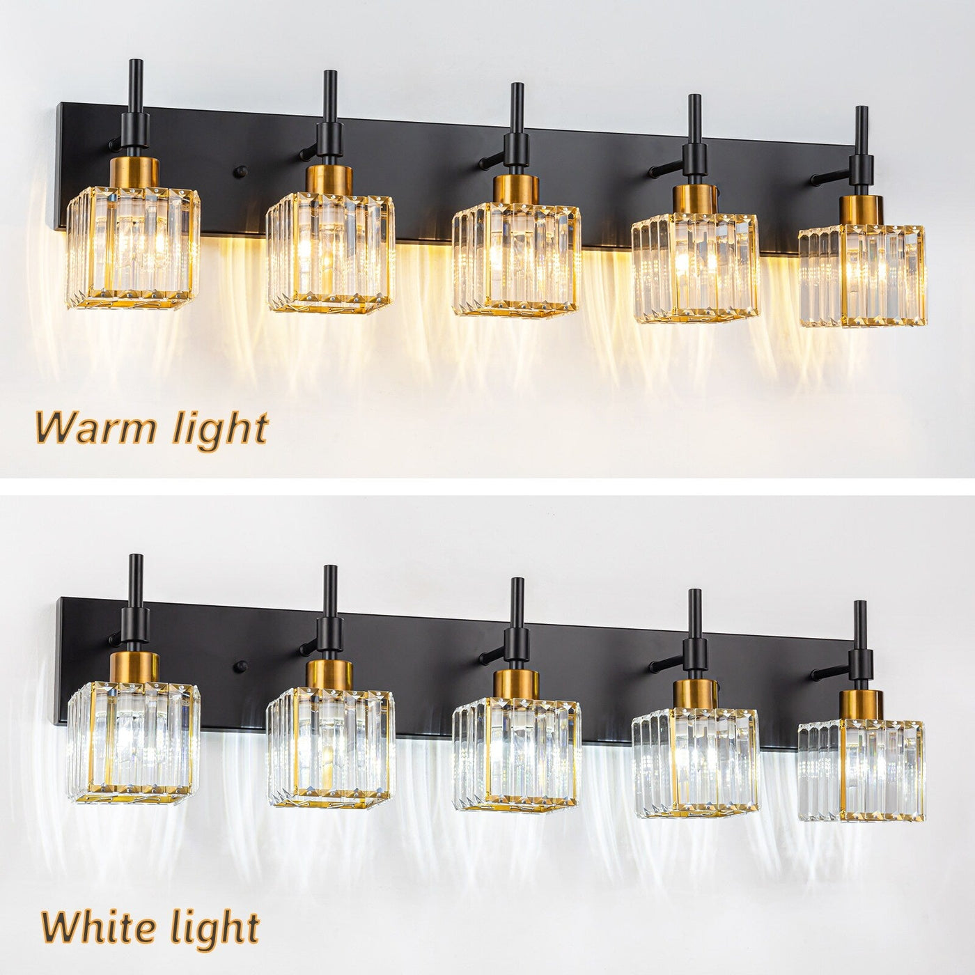 Luminaires de salle de bain en cristal à intensité variable Ora Modern sur miroir Glam Vanity Lights