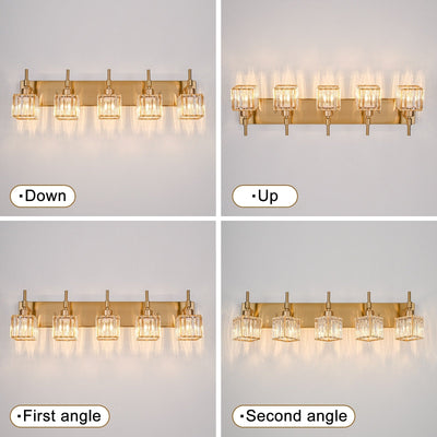 Luminaires de salle de bain en cristal à intensité variable Ora Modern sur miroir Glam Vanity Lights