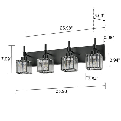 Luminaires de salle de bain en cristal à intensité variable Ora Modern sur miroir Glam Vanity Lights