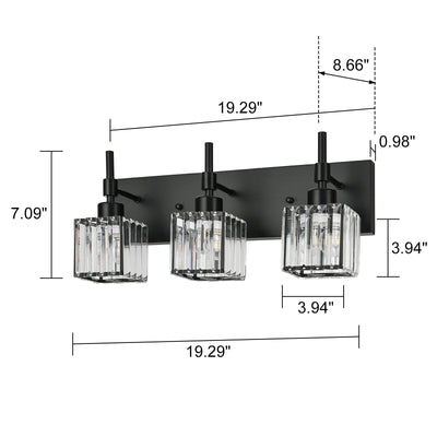 Luminaires de salle de bain en cristal à intensité variable Ora Modern sur miroir Glam Vanity Lights