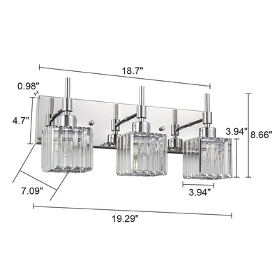 Luminaires de salle de bain en cristal à intensité variable Ora Modern sur miroir Glam Vanity Lights