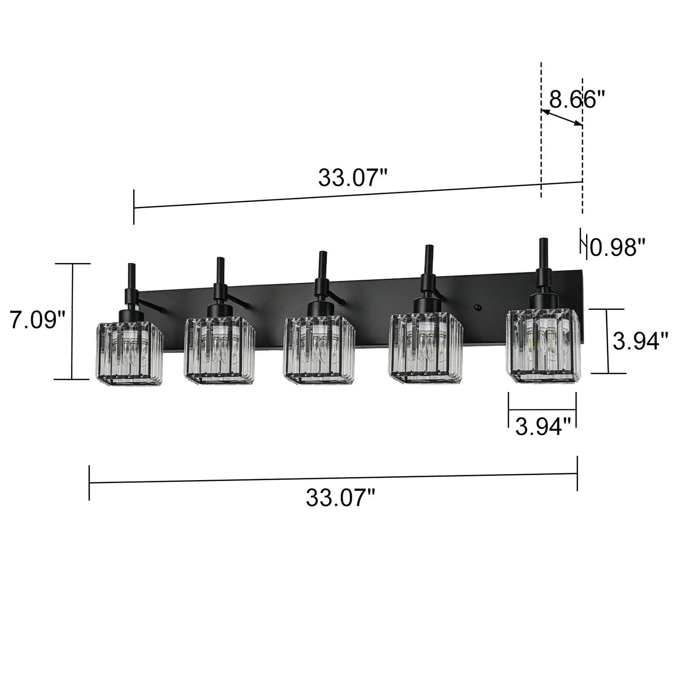 Luminaires de salle de bain en cristal à intensité variable Ora Modern sur miroir Glam Vanity Lights