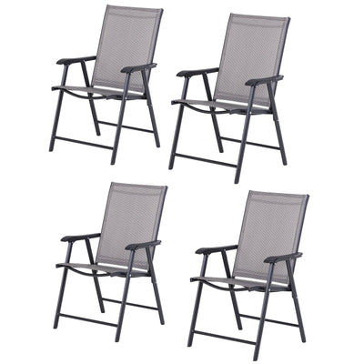 Ensemble de 4 chaises de patio pliantes Outsunny au design simple et chic, confortables pour la terrasse, le jardin, la cour et les voyages