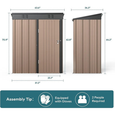 Abri de jardin en métal avec porte verrouillable pour rangement extérieur, meubles de jardin et outils