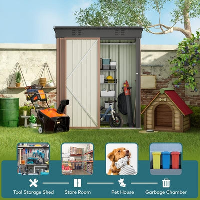 Abri de jardin en métal avec porte verrouillable pour rangement extérieur, meubles de jardin et outils