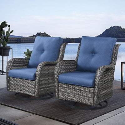 Chaises à bascule d'extérieur en osier Gymojoy avec base pivotante (lot de 2)