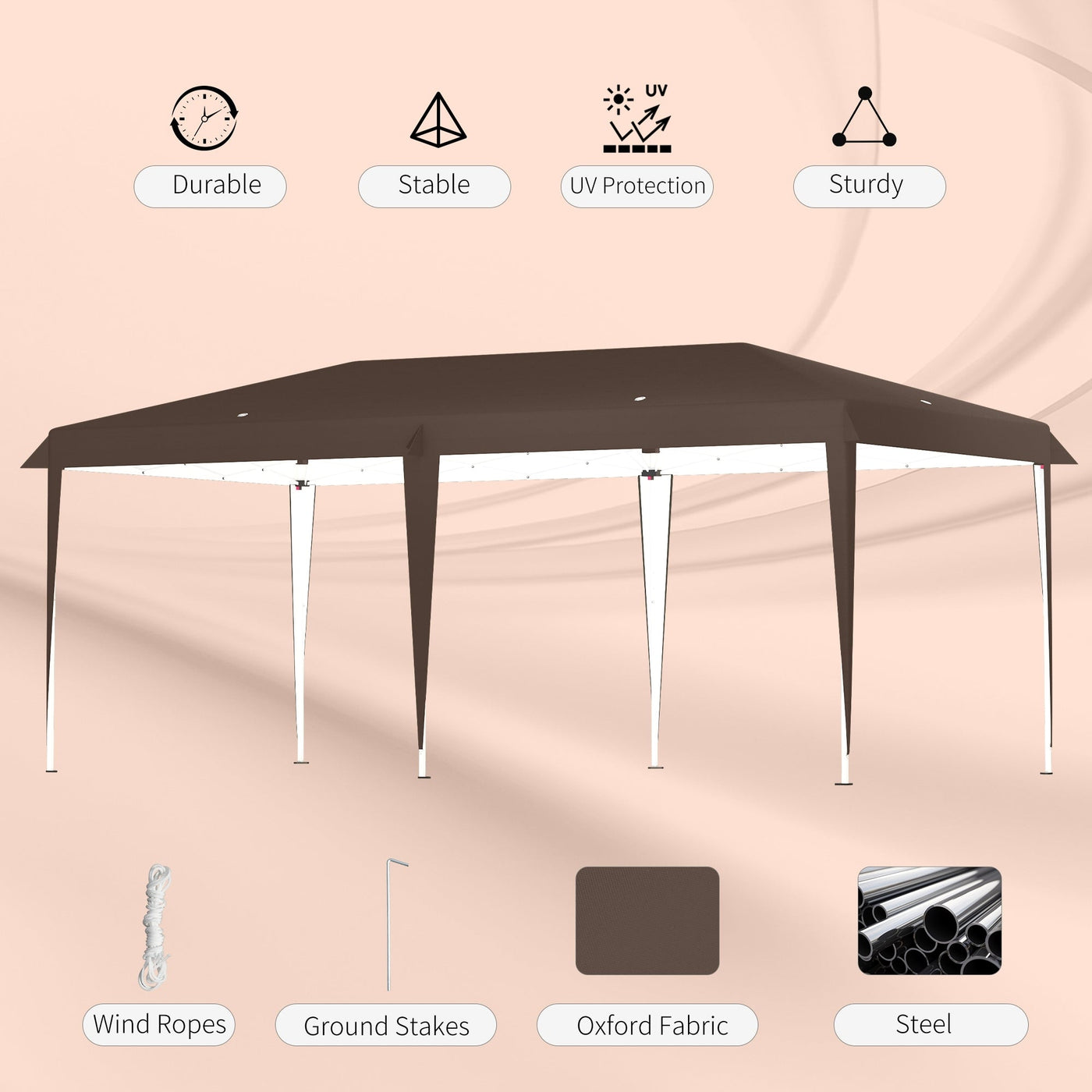 Auvent pop-up robuste Outsunny avec cadre robuste, toit anti-UV et sac de transport pour terrasse, jardin, plage et arrière-cour