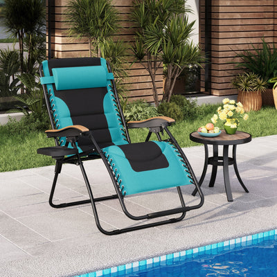 Fauteuil de salon surdimensionné XL rembourré à gravité zéro, accoudoirs larges, inclinable et réglable avec porte-gobelet - N/A