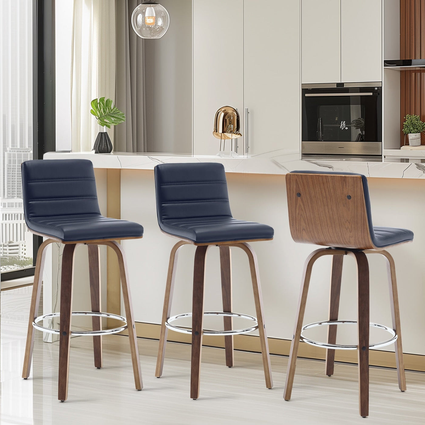 Tabourets de bar/comptoir pivotants en similicuir 26/29, lot de 2/3