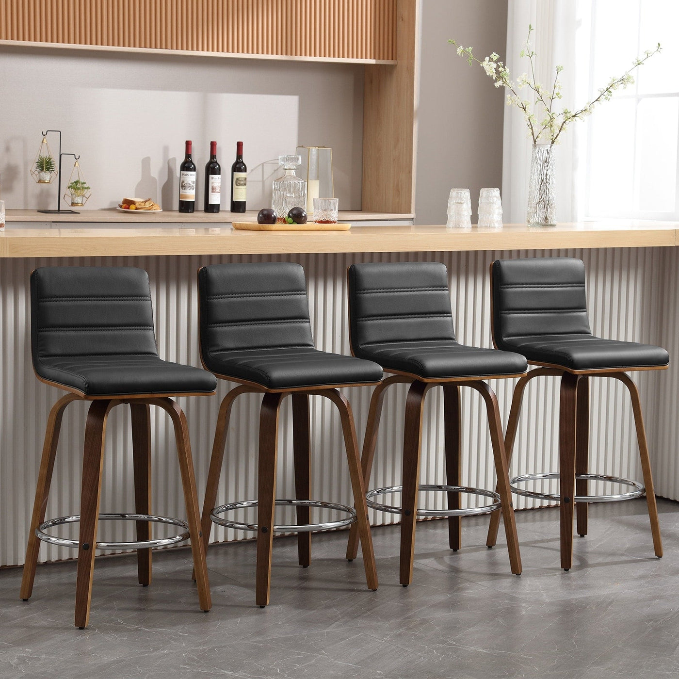 Tabourets de bar/comptoir pivotants en similicuir 26/29, lot de 2/3