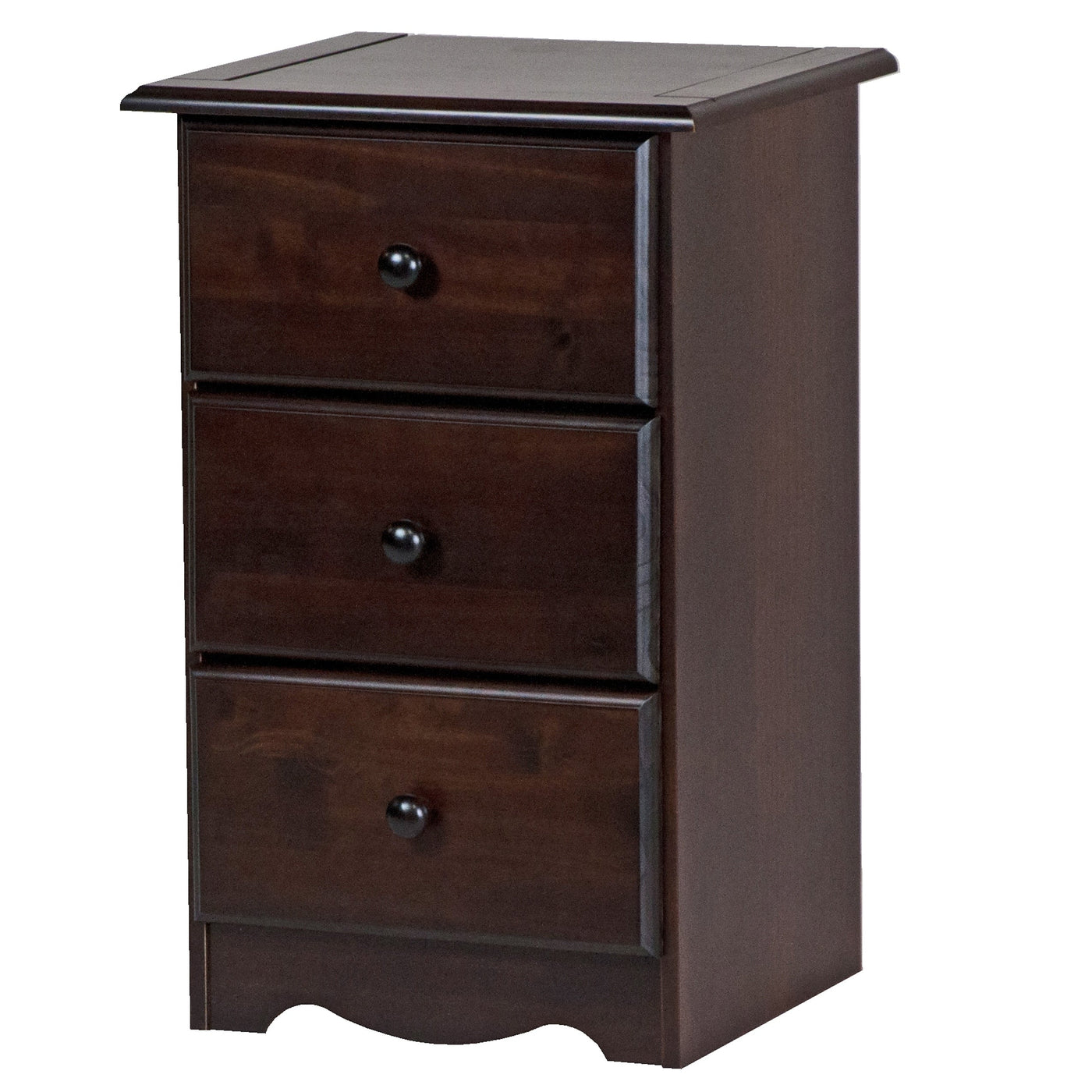 Table de chevet 3 tiroirs 100 % bois massif de Palace Imports avec boutons en métal ou en bois