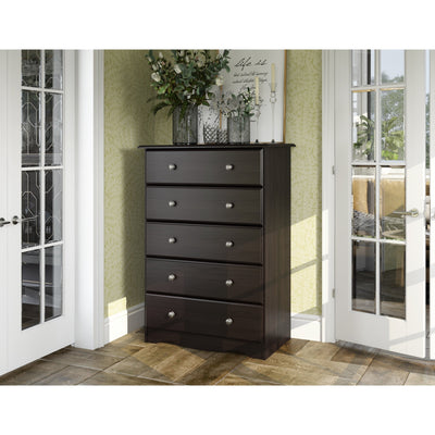 Commode 5 tiroirs 100 % bois massif avec boutons en métal ou en bois de Palace Imports
