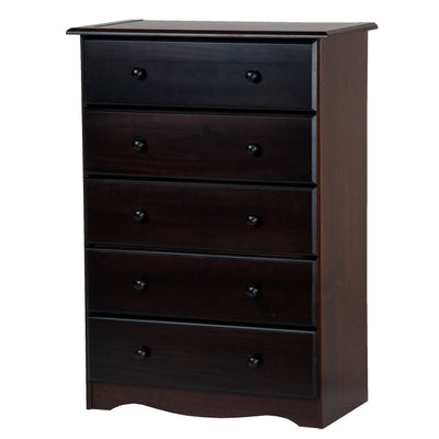 Commode 5 tiroirs 100 % bois massif avec boutons en métal ou en bois de Palace Imports
