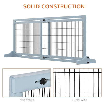 Portillon extra large et autoportant PawHut 72 pour animaux de compagnie, longueur réglable, pour maison, entrée, couloir, gris