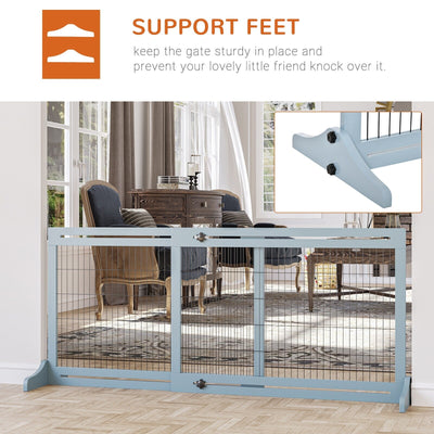Portillon extra large et autoportant PawHut 72 pour animaux de compagnie, longueur réglable, pour maison, entrée, couloir, gris