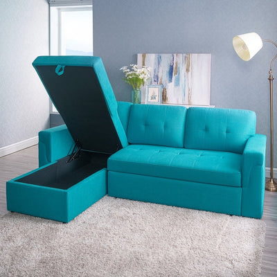 Canapé sectionnel réversible avec lit gigogne, méridienne avec rangement dissimulé, pieds durables,