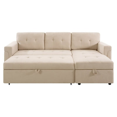 Canapé sectionnel réversible avec lit gigogne, méridienne avec rangement dissimulé, pieds durables,