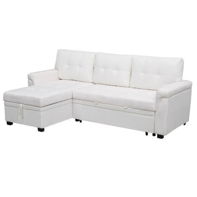 Canapé sectionnel réversible avec lit gigogne, méridienne avec rangement dissimulé, pieds durables,