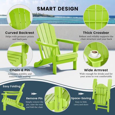 Chaises pliantes Adirondack Polytrends Laguna résistantes aux intempéries (lot de 2)