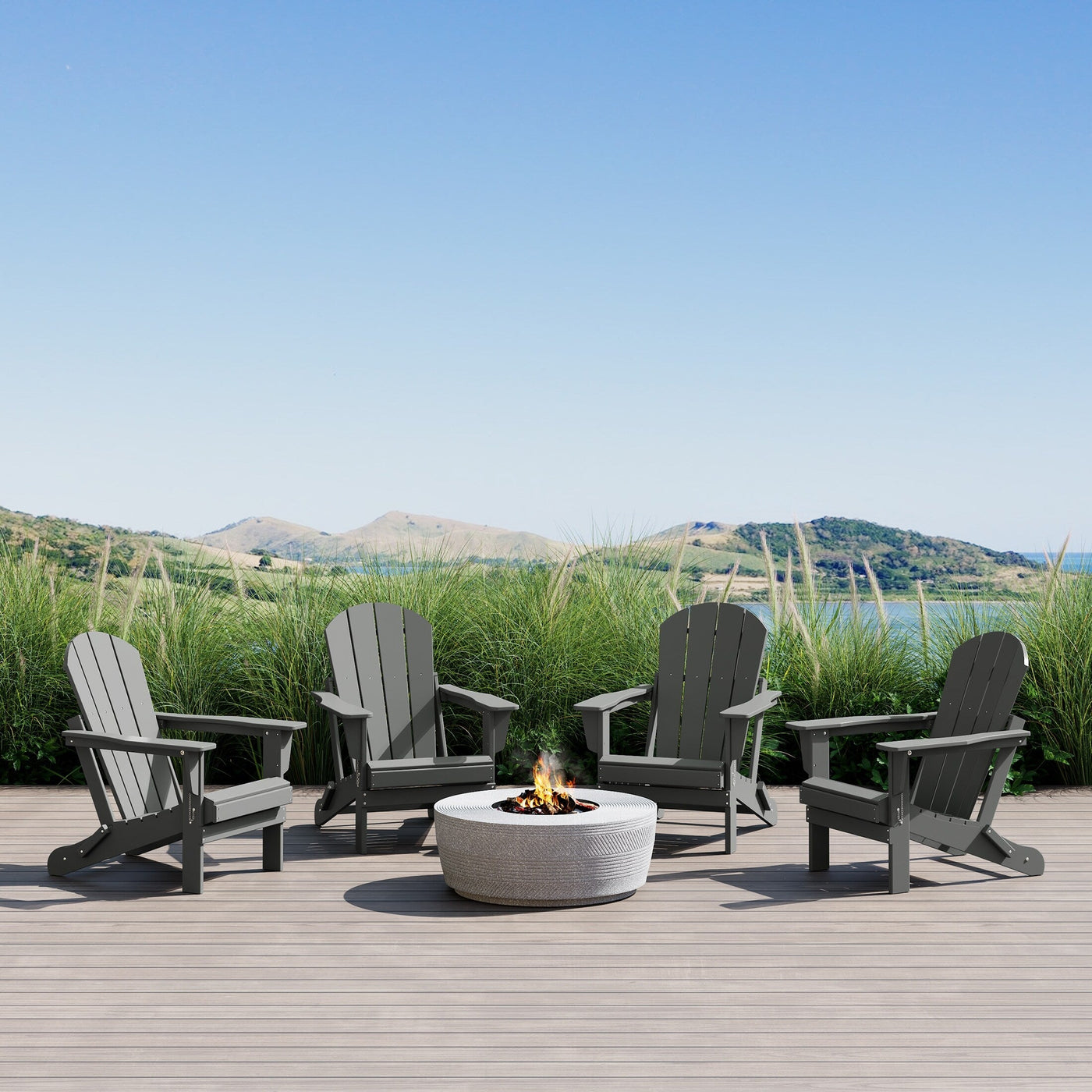 Chaises pliantes Adirondack Polytrends Laguna résistantes aux intempéries (lot de 4)