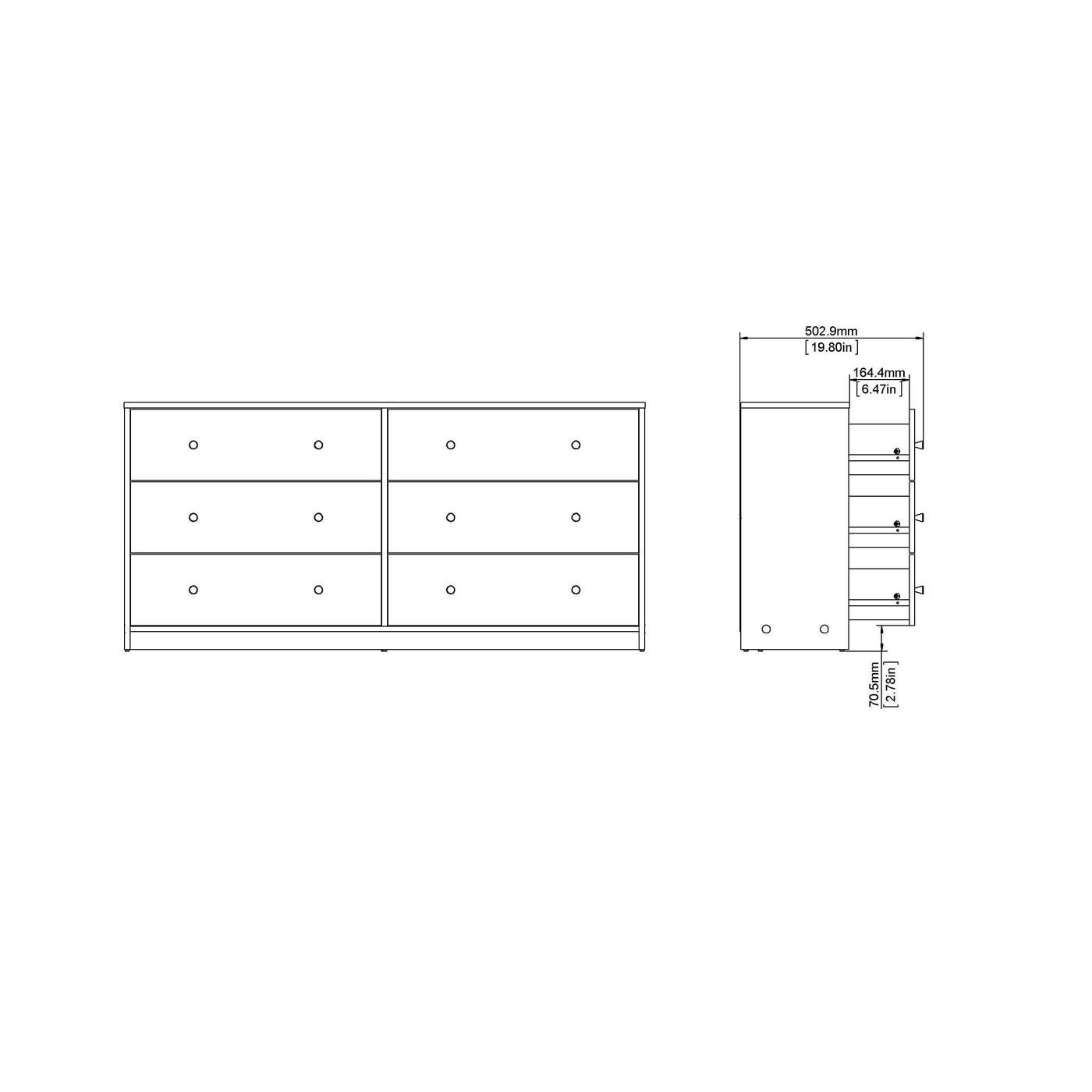 Porch &amp; Den Zoe Commode double à 6 tiroirs