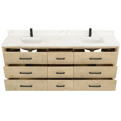 Meuble-lavabo Porto avec dessus en quartz blanc sans miroir