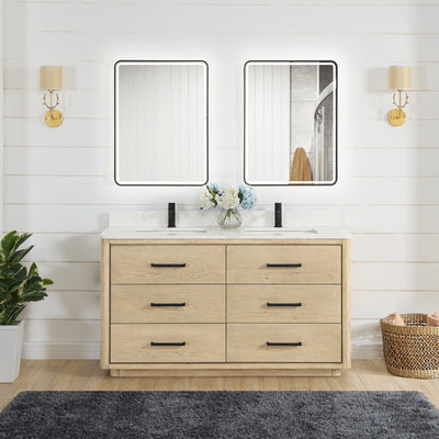 Meuble-lavabo Porto avec dessus en quartz blanc sans miroir
