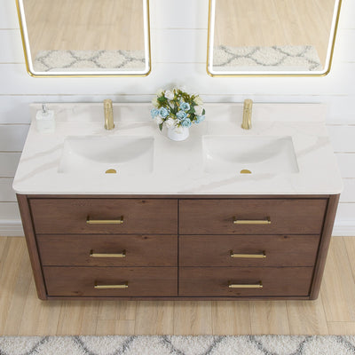 Meuble-lavabo Porto avec dessus en quartz blanc sans miroir