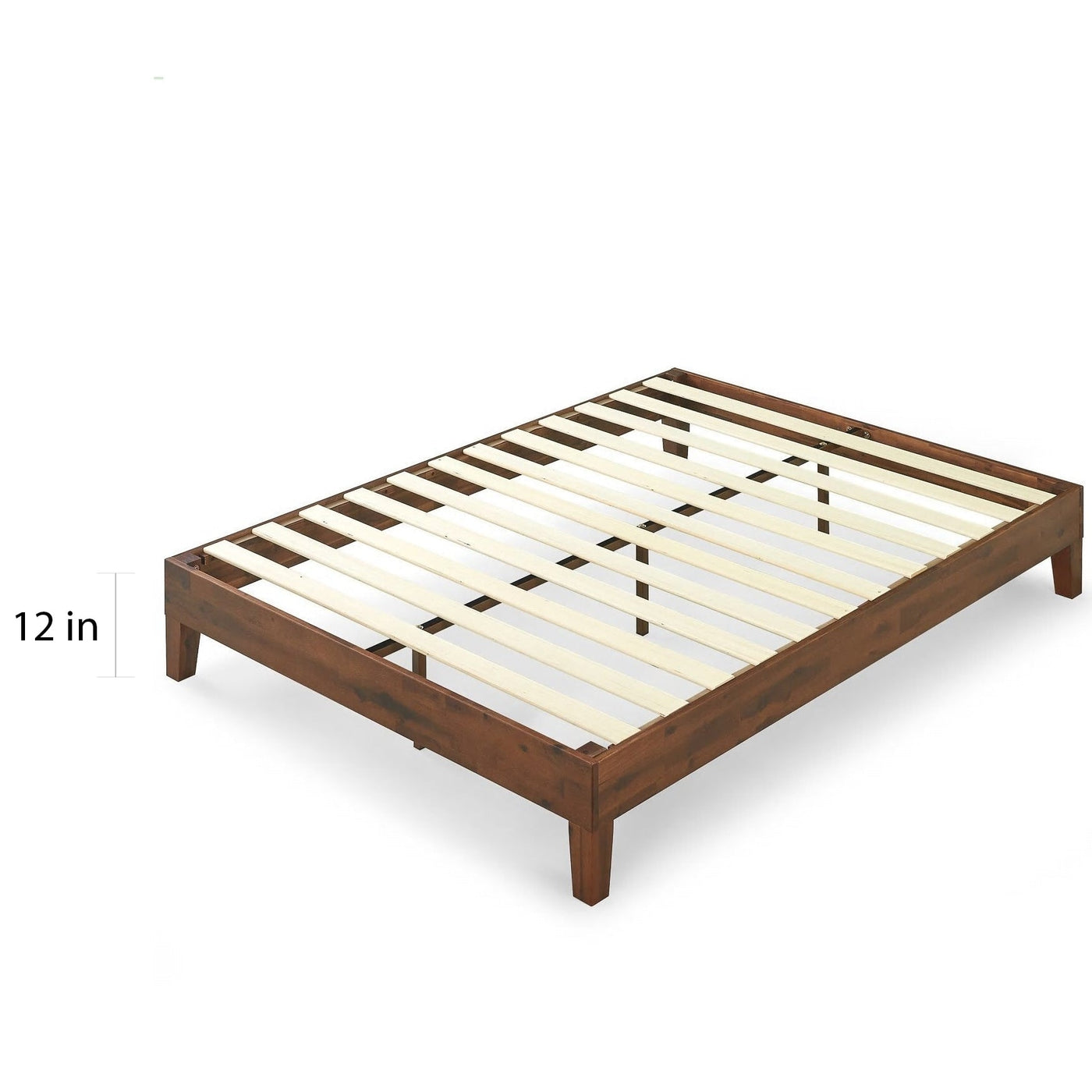 Lit plateforme de luxe en bois massif expresso antique Priage par Zinus