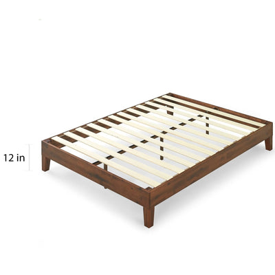 Lit plateforme de luxe en bois massif expresso antique Priage par Zinus