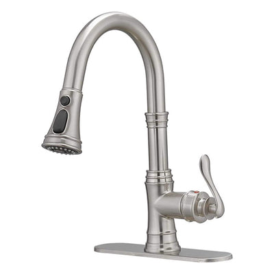 Robinet de cuisine à tirette, poignée unique, robinet d'évier de cuisine moderne à un trou avec douchette extractible, robinet de lavabo avec plaque de pont