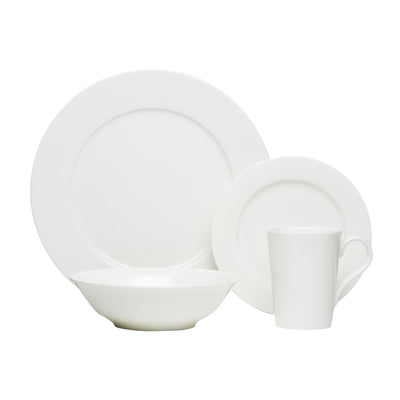 Service de table 16 pièces en porcelaine tendre à bord vanille rouge