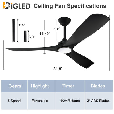Ventilateur de plafond à distance avec lumières encastrées